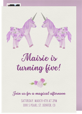 'Unicorn Duo' Kids Birthday Invitation