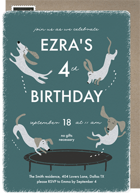'Trampoline Puppies' Kids Birthday Invitation