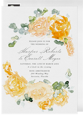 'Watercolor Peonies' Wedding Invitation