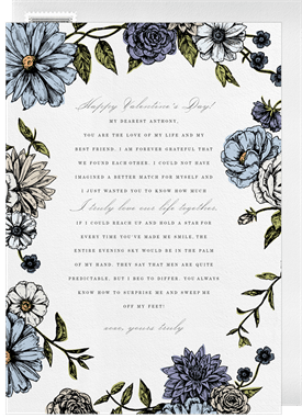 'Romantic Floral Border' Valentine's Day Card