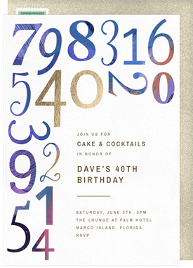 'Golden Age' Adult Birthday Invitation