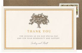 'Classic Oak Tree' Wedding Thank You Note