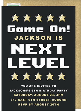 'Next Level' Kids Birthday Invitation