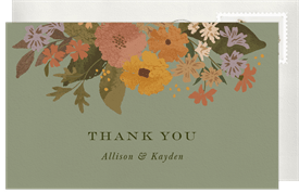 'Earthy Florals' Wedding Thank You Note