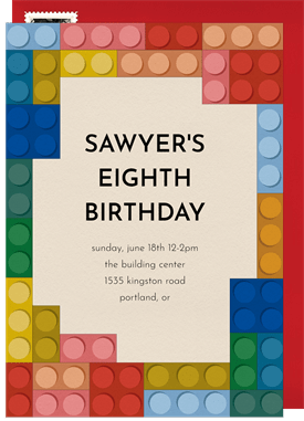 'Building Blocks' Kids Birthday Invitation