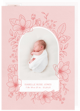 'Floral Border' Birth Announcement