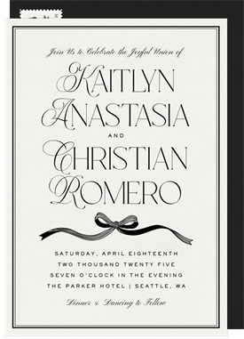 'Elegant Bow' Wedding Invitation