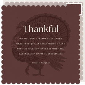 'Faint Feathers' Business Thanksgiving Card