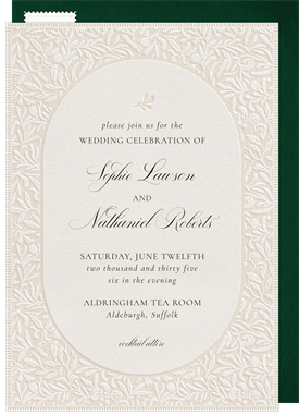 'Delicate Letterpress Leaves' Wedding Invitation