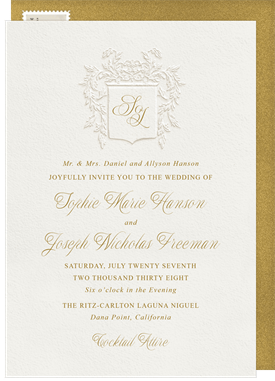'Antique Acanthus Shield' Wedding Invitation