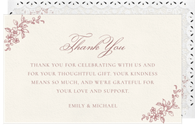 'Vintage Floral Crest' Wedding Thank You Note