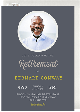 'Circle Frame' Retirement Invitation